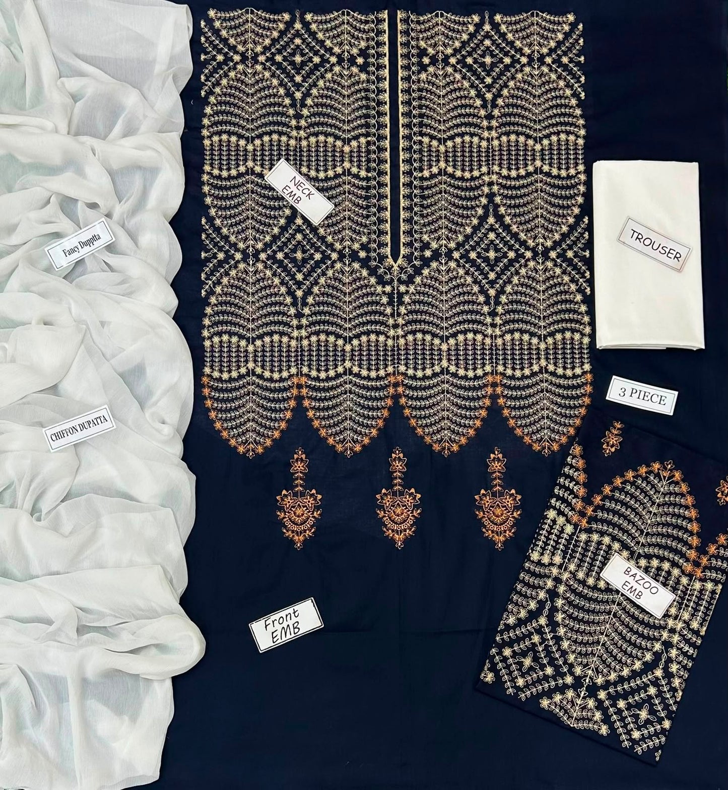 Zara Shahjahan Inspired Premium 3 Piece Embroidered Lawn Suit | Summer Collection 2026 | Chiffon Dupatta