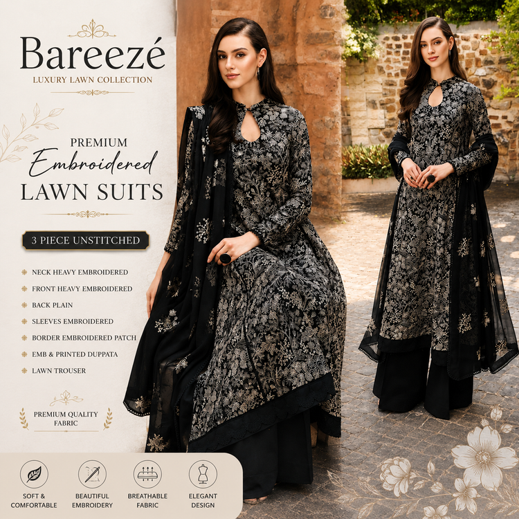 Bareeze Inspired Luxury Embrioded Lawn Collection