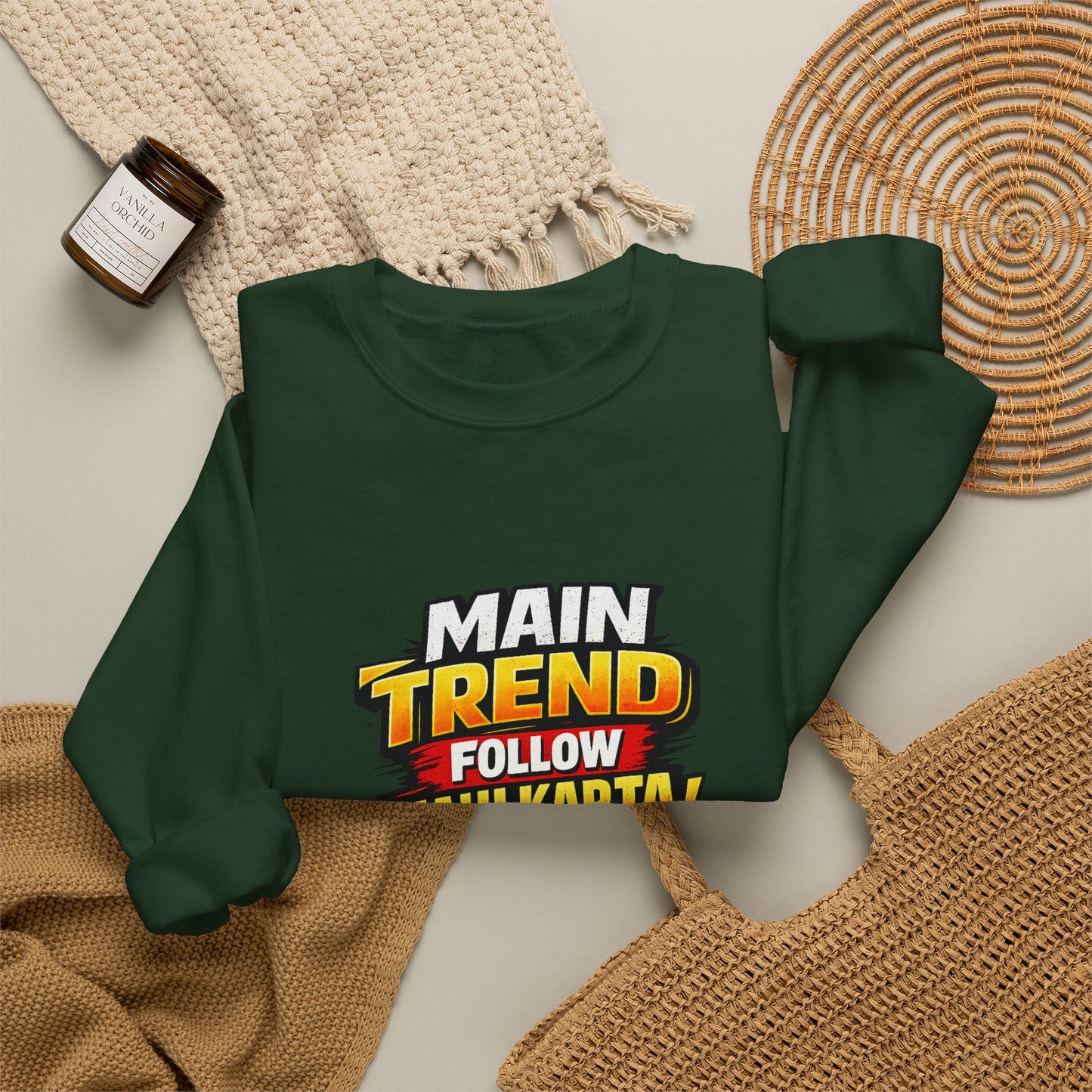 Graphic Sweatshirt — “Main Trend Follow Nahi Karta, Trend Banata Hun” Bold Hindi Statement Crewneck