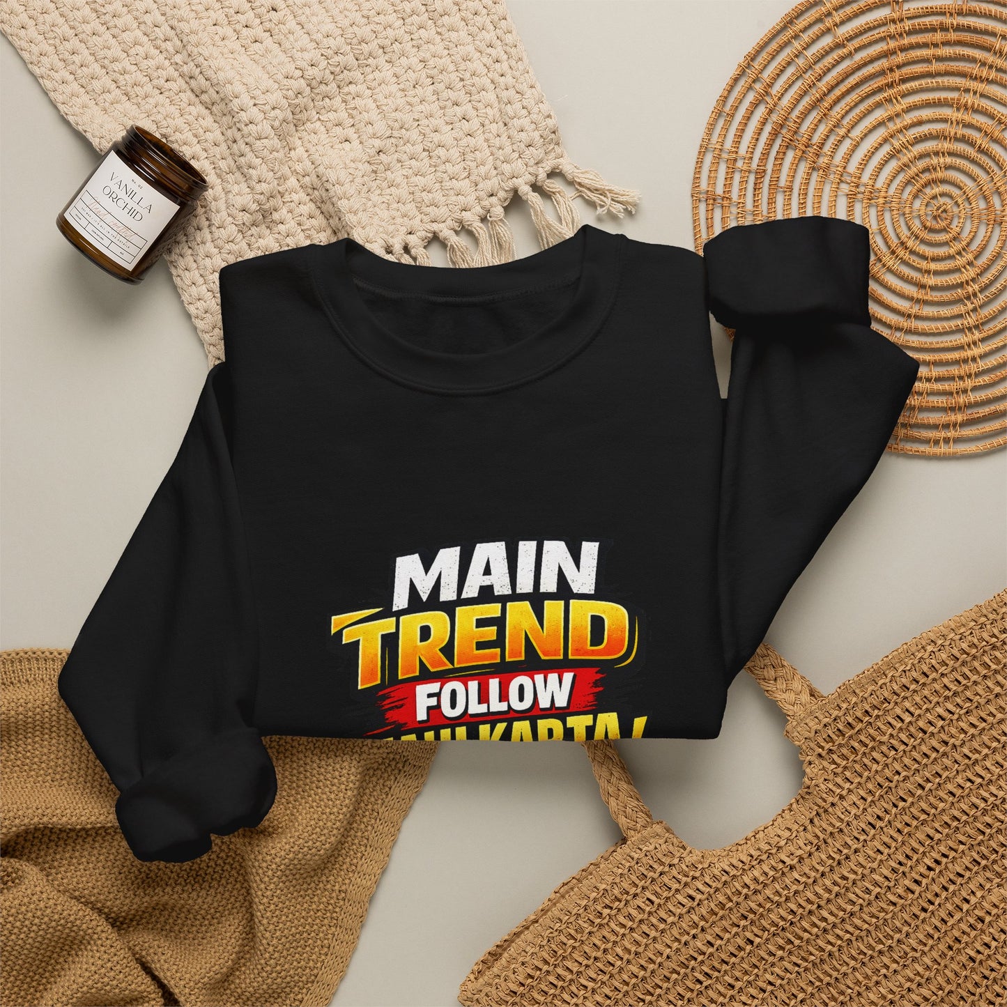 Graphic Sweatshirt — “Main Trend Follow Nahi Karta, Trend Banata Hun” Bold Hindi Statement Crewneck