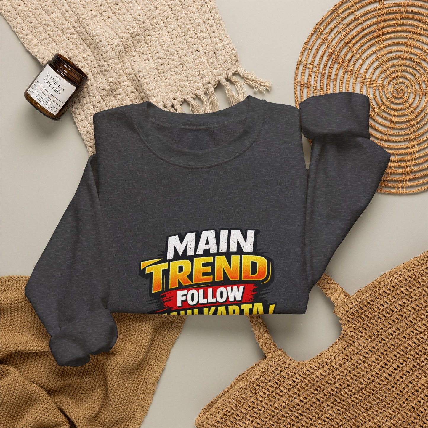 Graphic Sweatshirt — “Main Trend Follow Nahi Karta, Trend Banata Hun” Bold Hindi Statement Crewneck