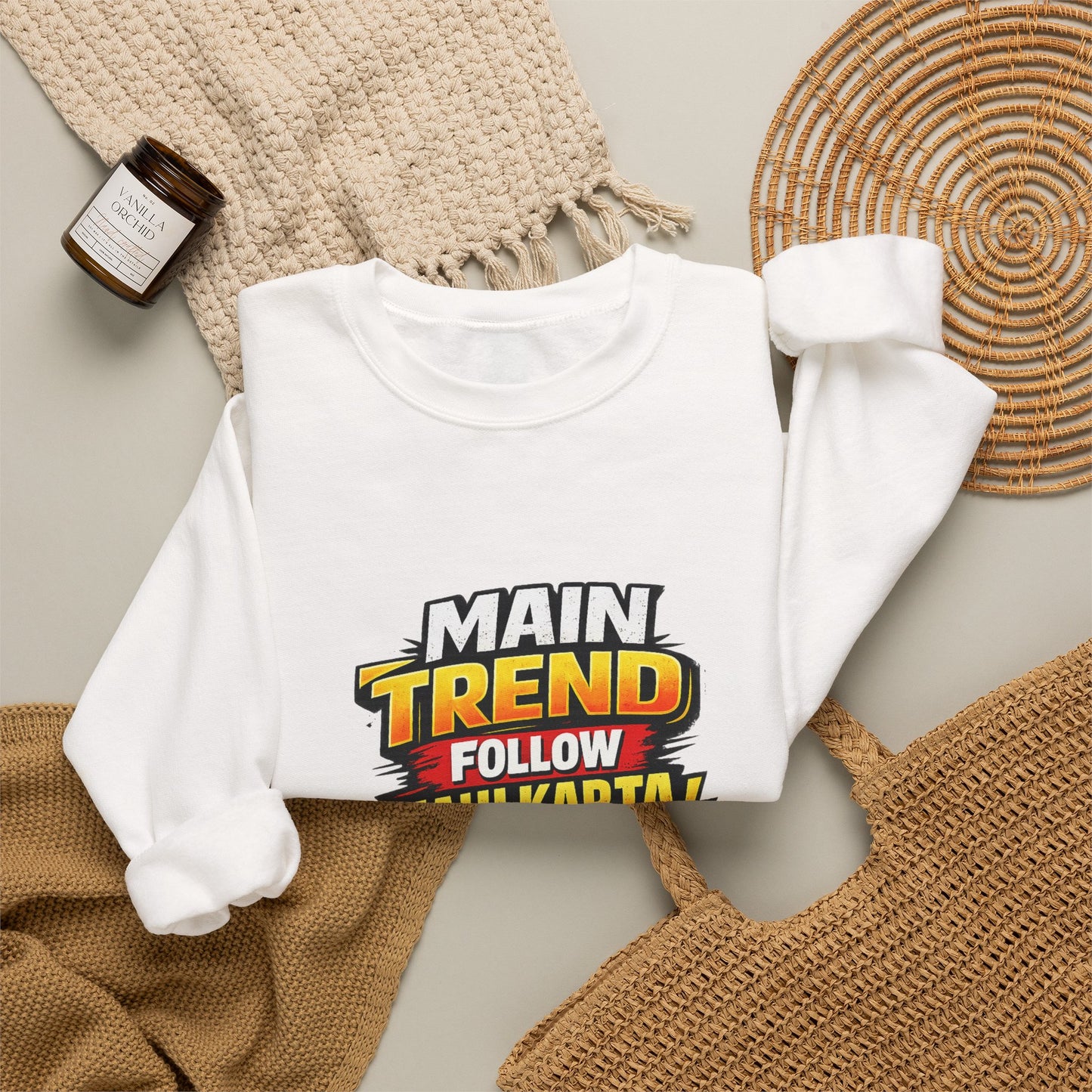 Graphic Sweatshirt — “Main Trend Follow Nahi Karta, Trend Banata Hun” Bold Hindi Statement Crewneck