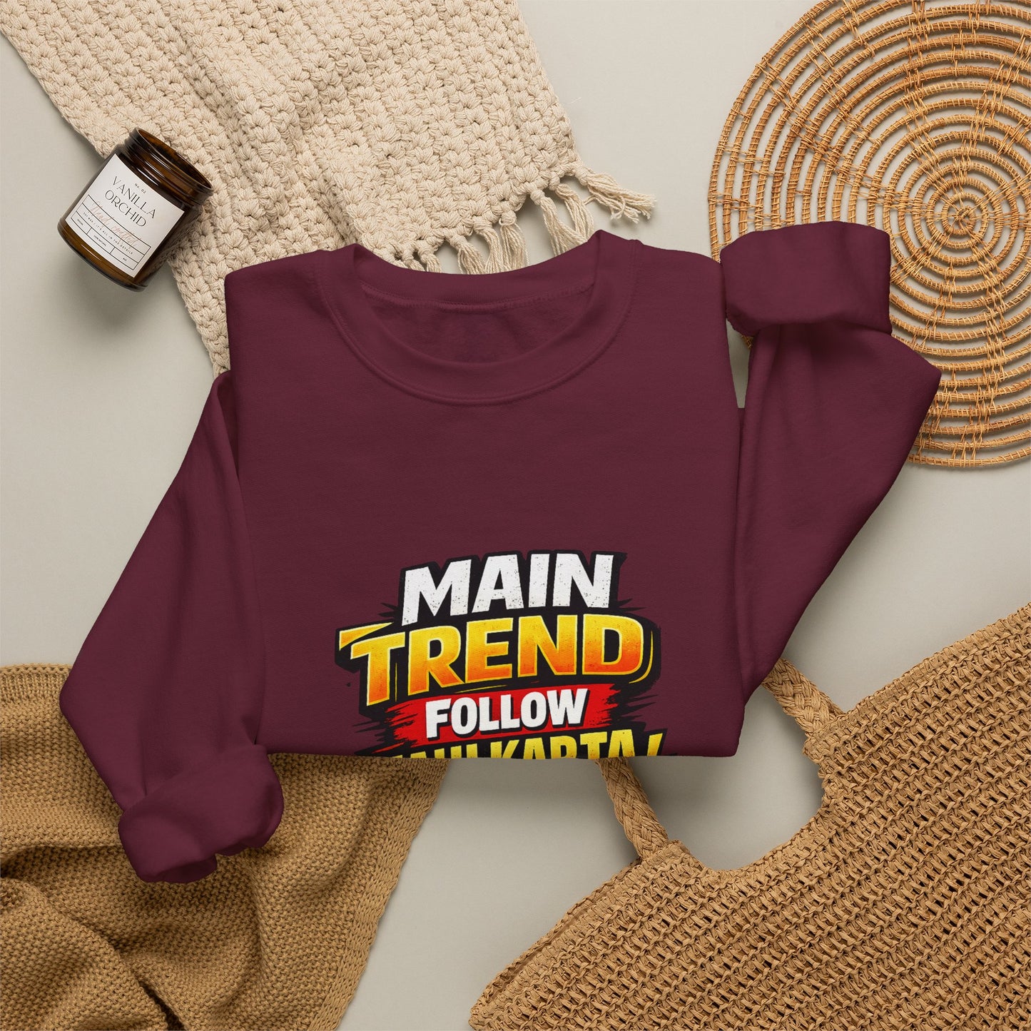 Graphic Sweatshirt — “Main Trend Follow Nahi Karta, Trend Banata Hun” Bold Hindi Statement Crewneck