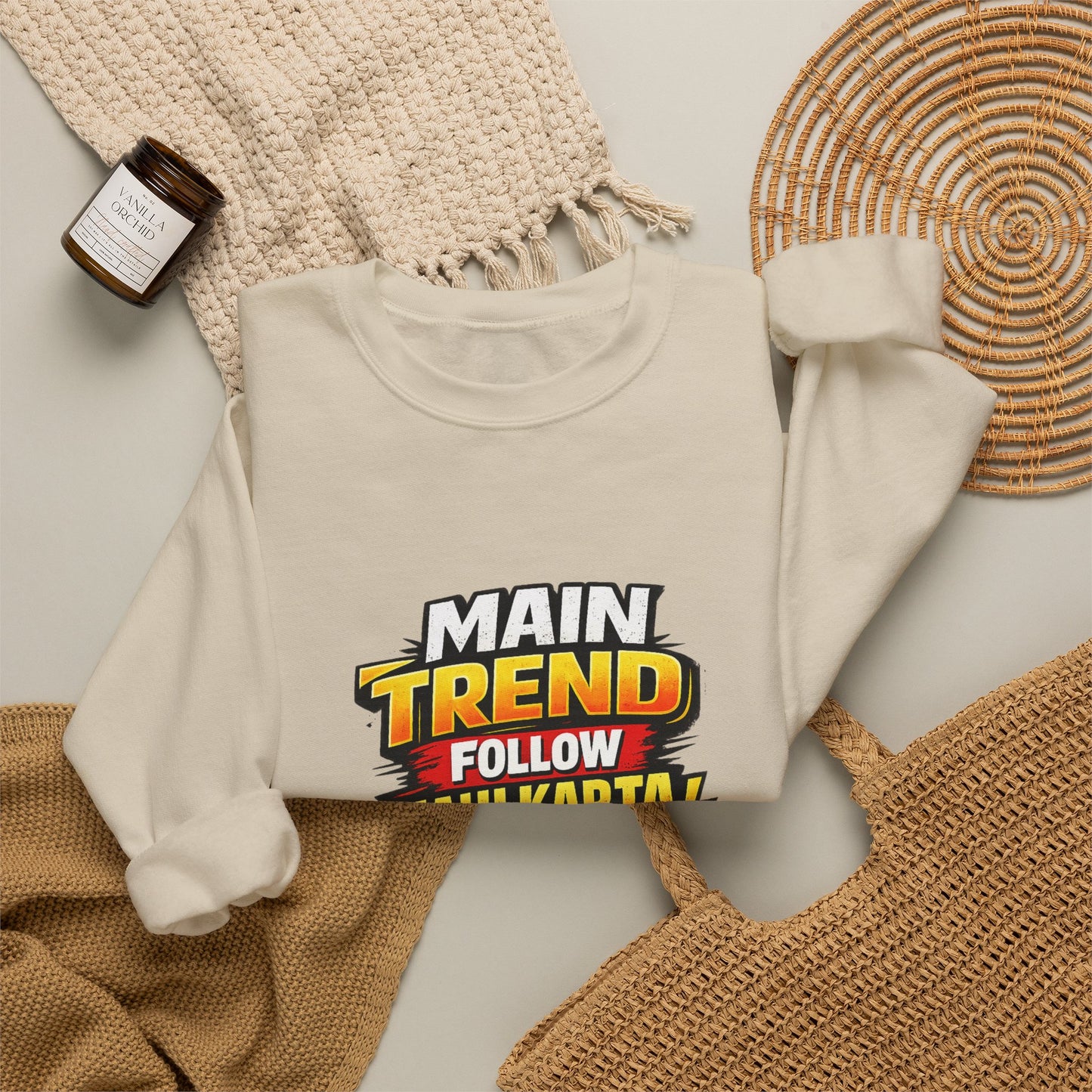 Graphic Sweatshirt — “Main Trend Follow Nahi Karta, Trend Banata Hun” Bold Hindi Statement Crewneck