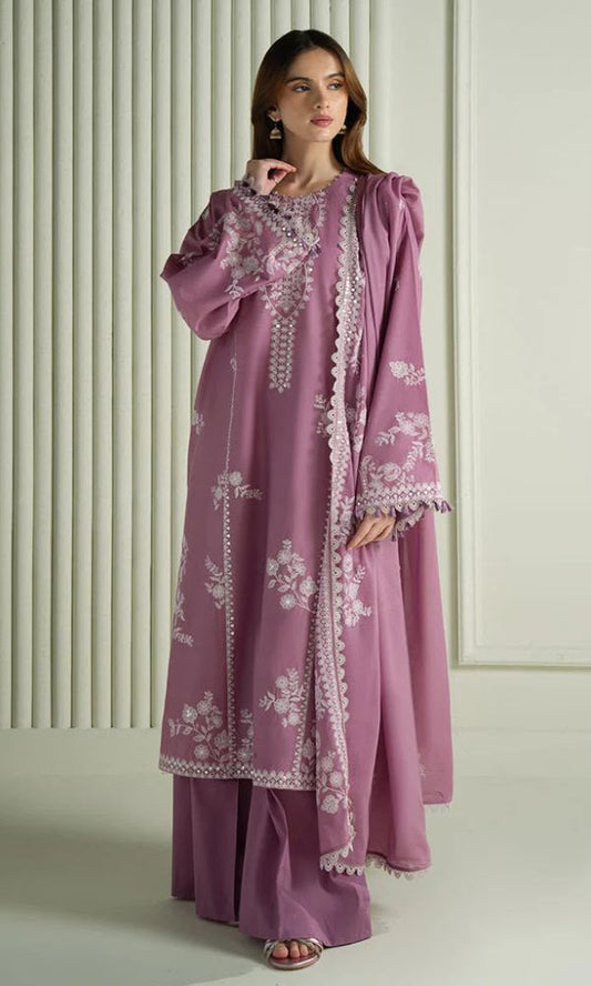 3 Piece Unstitched Embroidered Lawn Suit for Women | Premium Lawn Shirt, Printed Dupatta & Trouser