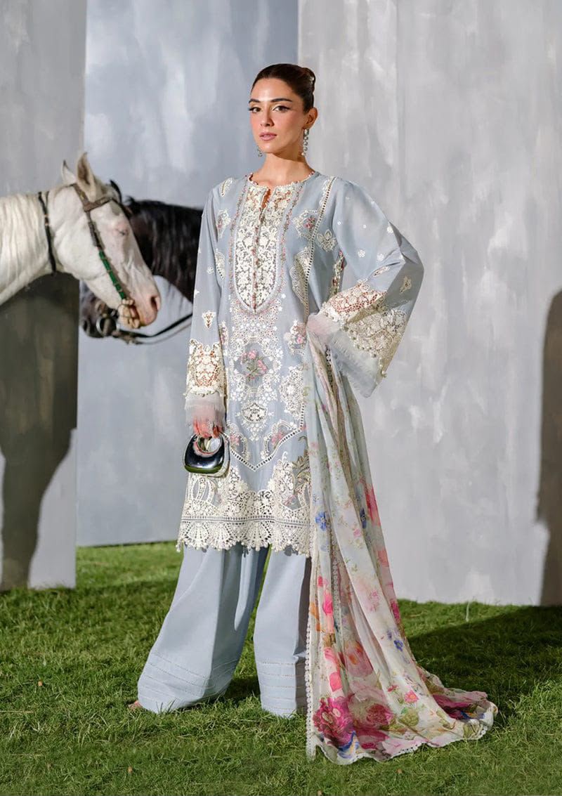 3 Piece Unstitched Embroidered Lawn Suit for Women | Premium Lawn Shirt, Printed Dupatta & Trouser