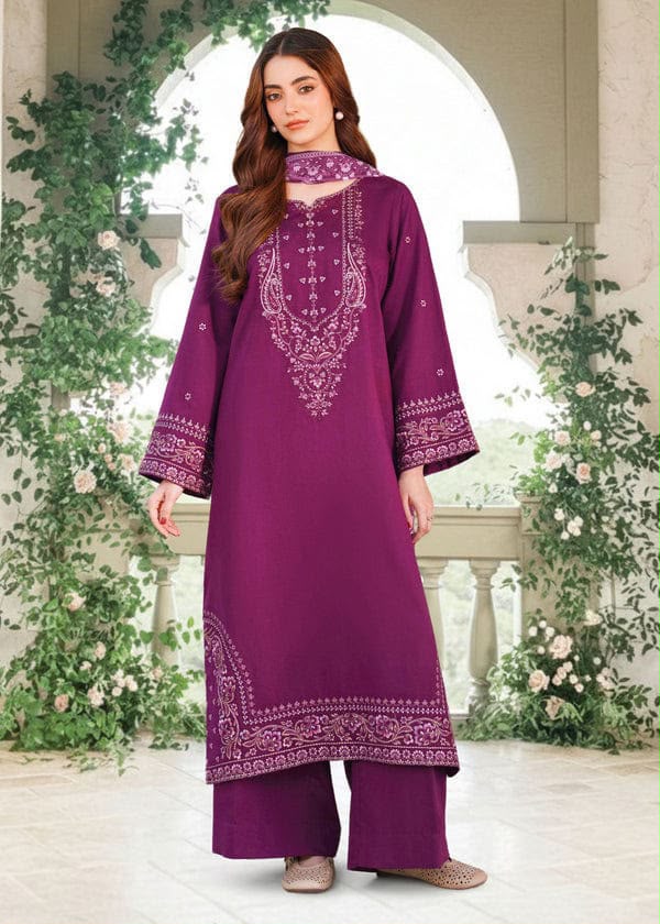 3 Piece Unstitched Embroidered Lawn Suit for Women | Premium Lawn Shirt, Printed Dupatta & Trouser