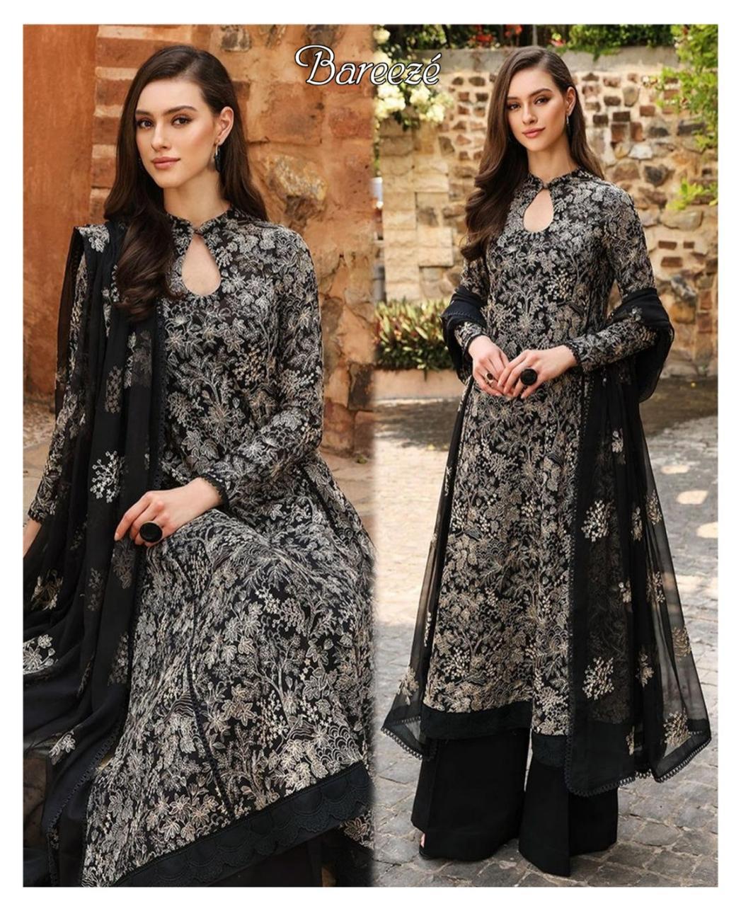 Bareeze Inspired 3 Piece Embroidered Lawn Suit for Women | Premium Unstitched Printed Chiffon Dupatta | Summer Collection