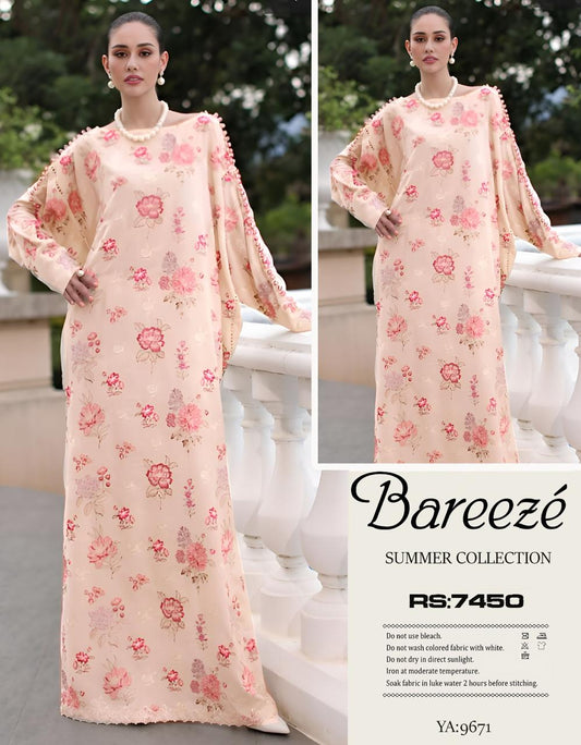Bareeze Inspired 3 Piece Embroidered Lawn Suit for Women | Premium Unstitched Printed Chiffon Dupatta | Summer Collection