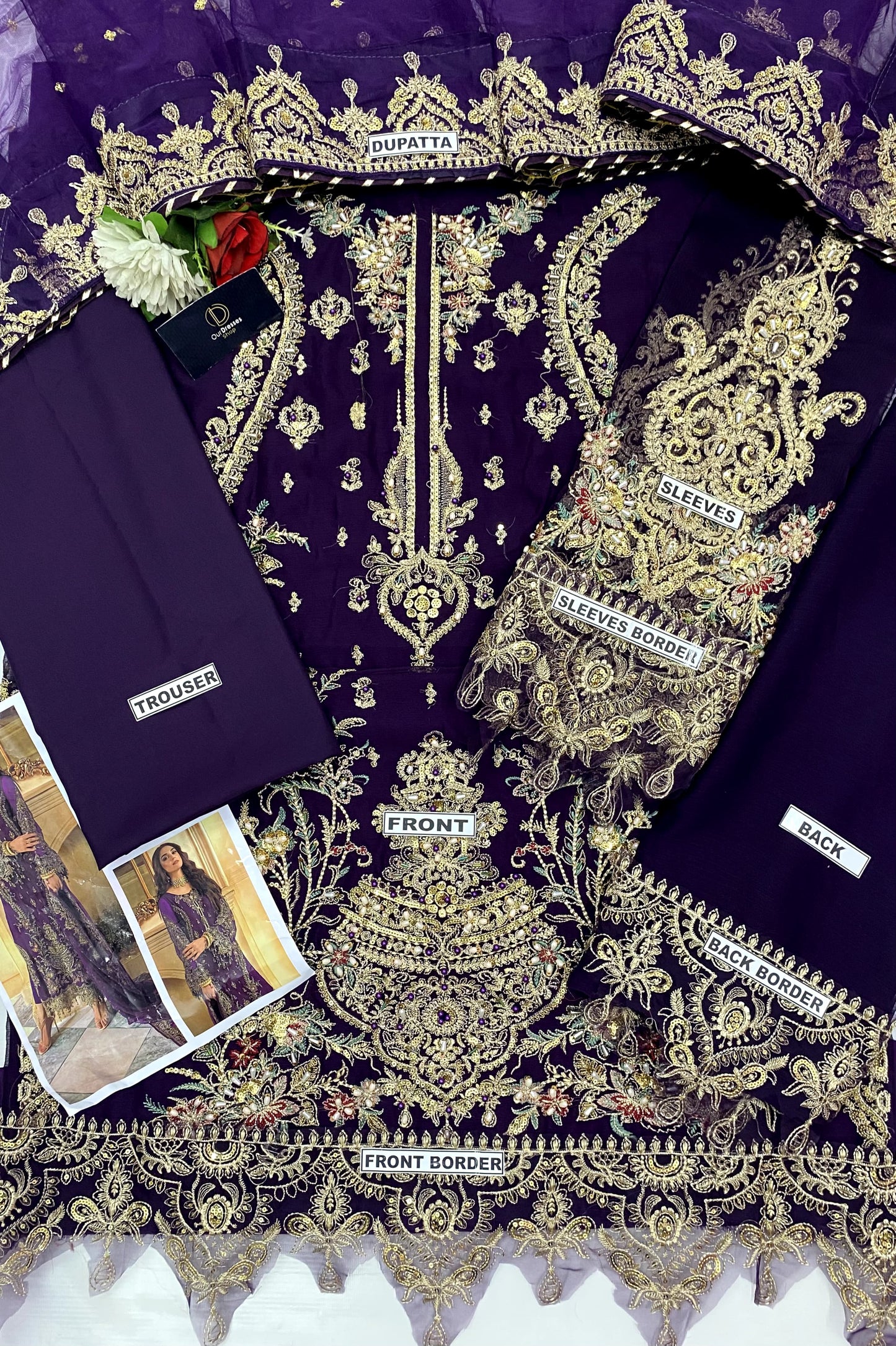 Charizma Inspired Luxury 3 Piece Heavy Embroidered Chiffon Suit | Wedding & Party Wear Unstitched Dress for Women