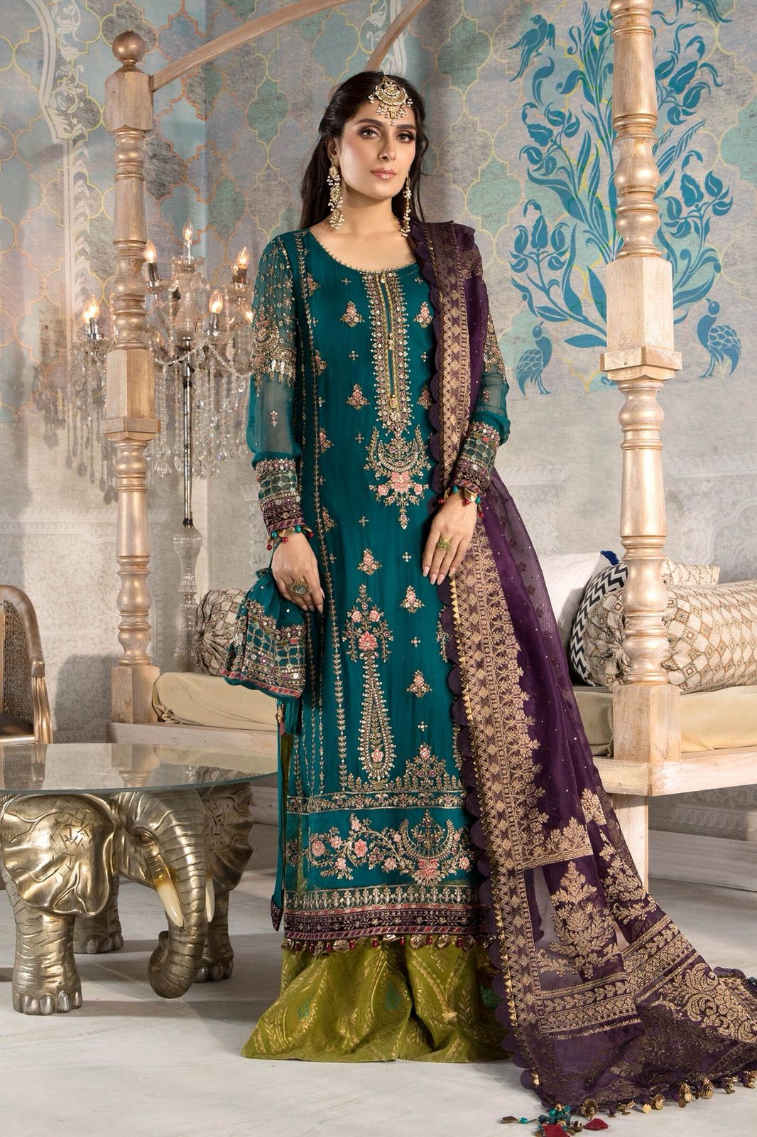 Luxury Chiffon Embroidered Wedding Suit | Maria B Inspired 3 Piece Unstitched Formal Dress