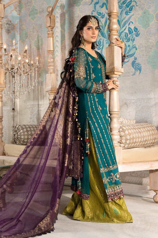 Luxury Chiffon Embroidered Wedding Suit | Maria B Inspired 3 Piece Unstitched Formal Dress