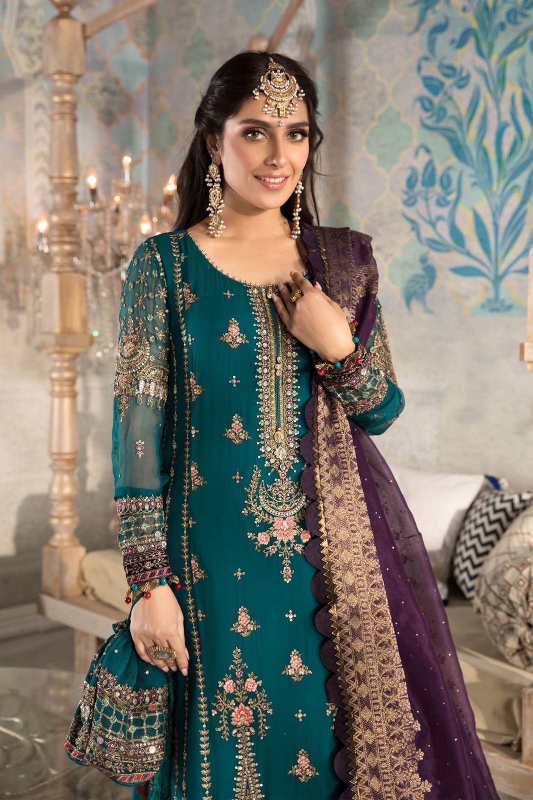Luxury Chiffon Embroidered Wedding Suit | Maria B Inspired 3 Piece Unstitched Formal Dress