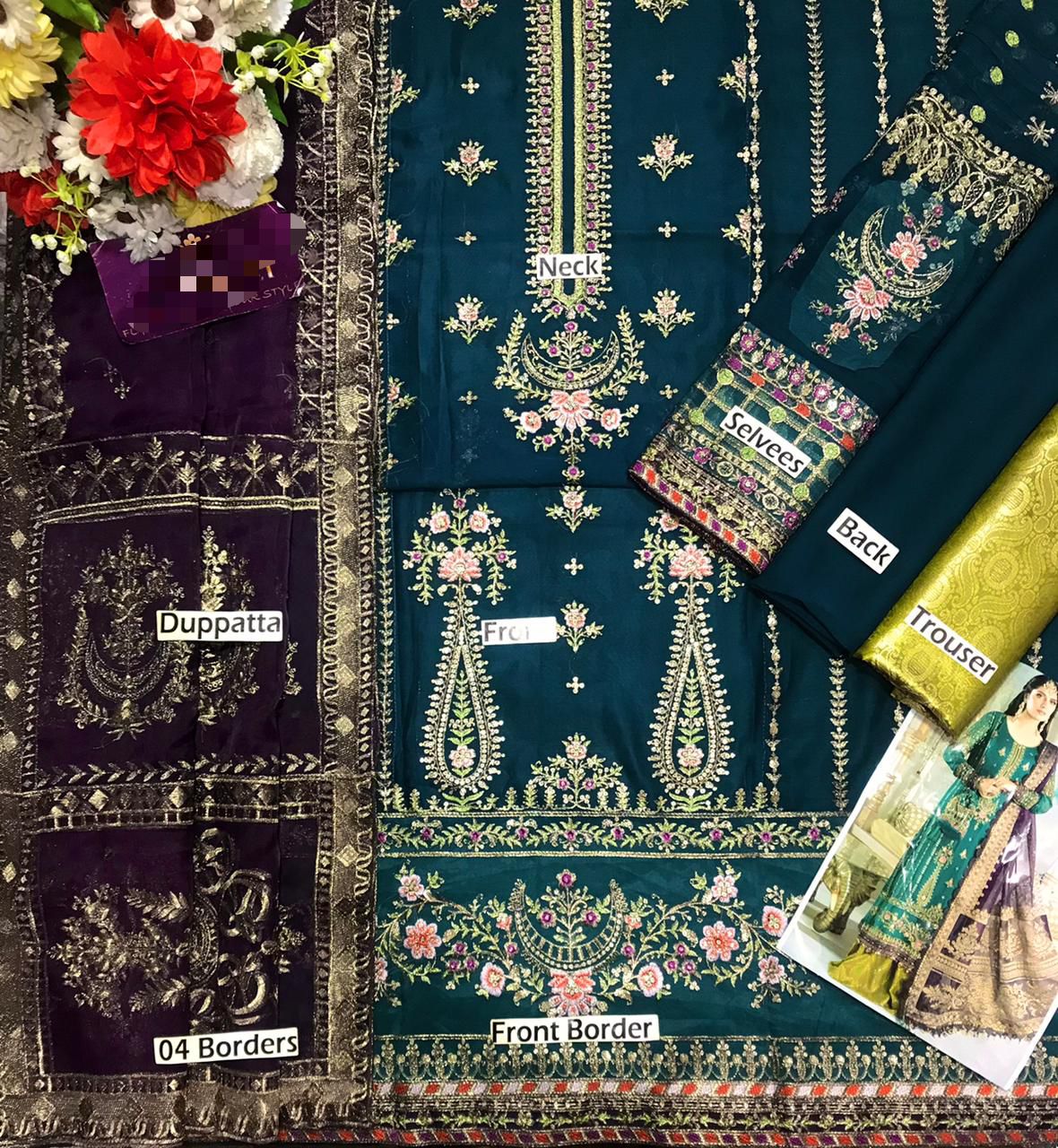 Luxury Chiffon Embroidered Wedding Suit | Maria B Inspired 3 Piece Unstitched Formal Dress