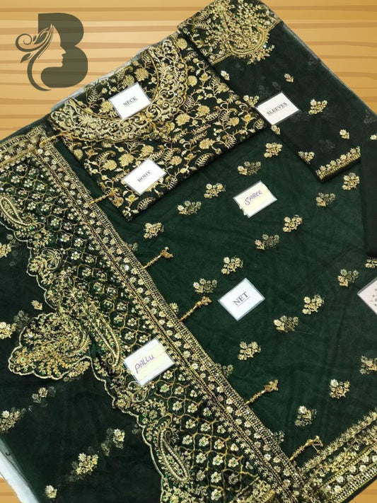 Luxury Embroidered Net Saree for Women | Maria B Inspired Wedding & Party Wear