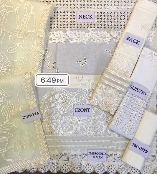 Mushq Inspired Luxury Chikankari 3 Piece Suit | Premium Embroidered Wedding Dress with Organza Dupatta