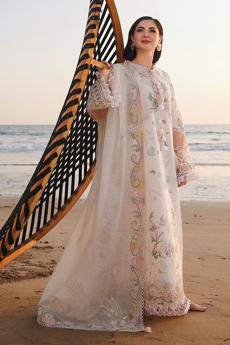 Qalamkar Chikankari Collection | 3 Piece Embroidered Cotton Suit with Khaddi Net Dupatta | Premium Unstitched Dress