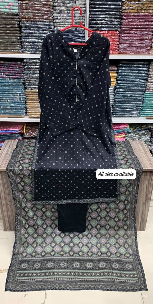 Bin Saeed Original Stitched Printed Lawn 3 Piece Suit | Embroidered Lacework 2026