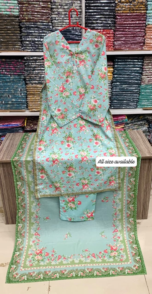 Bin Saeed Original Stitched Printed Lawn 3 Piece Suit | Embroidered Lacework 2026