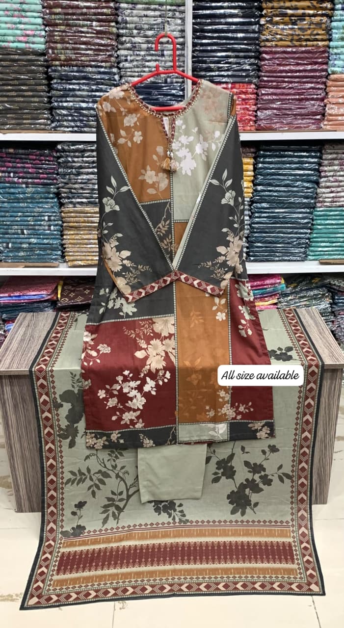 Bin Saeed Original Stitched Printed Lawn 3 Piece Suit | Embroidered Lacework 2026