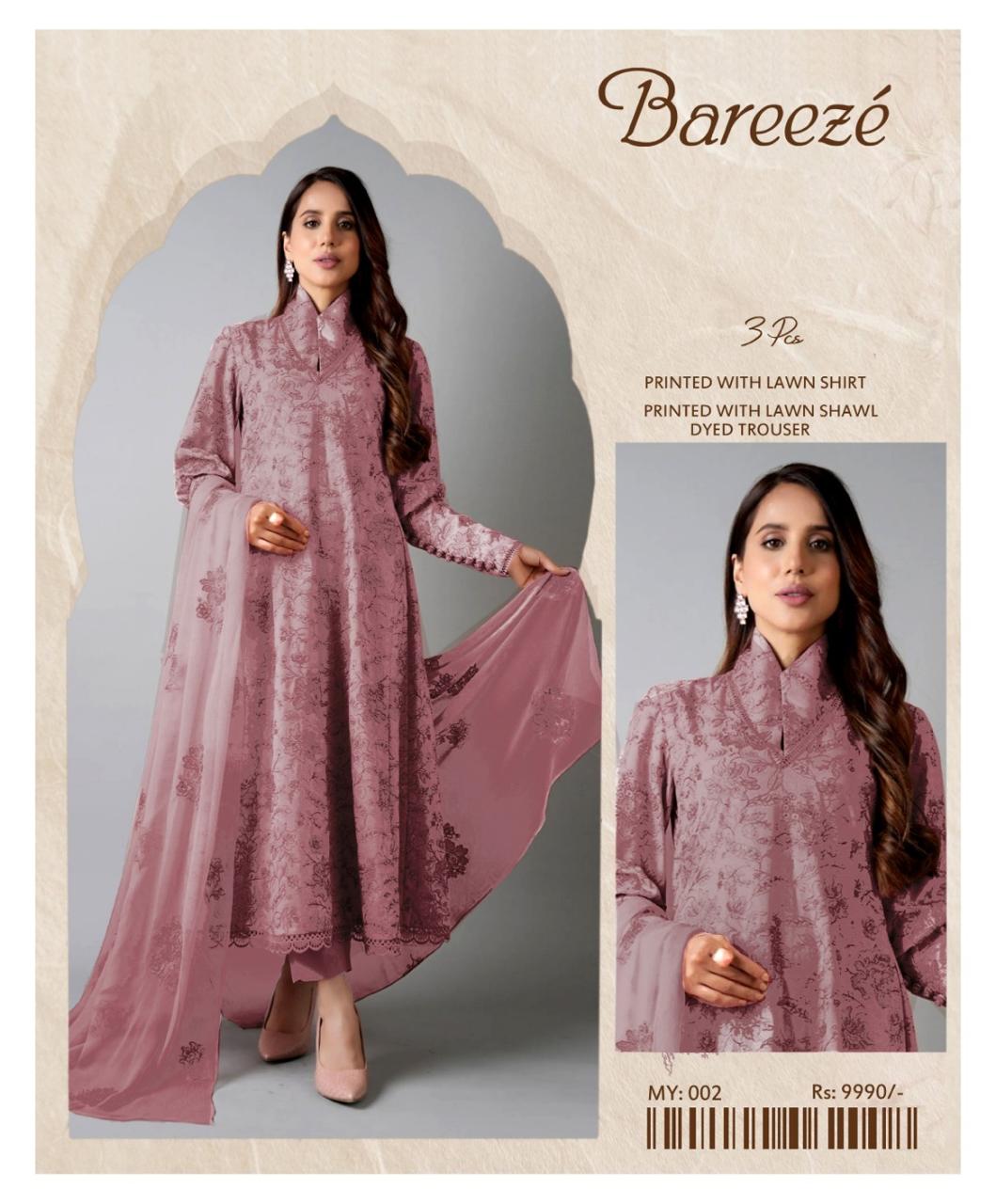 Bareeze Inspired 3 Piece Embroidered Lawn Suit for Women | Premium Unstitched Printed Chiffon Dupatta | Summer Collection