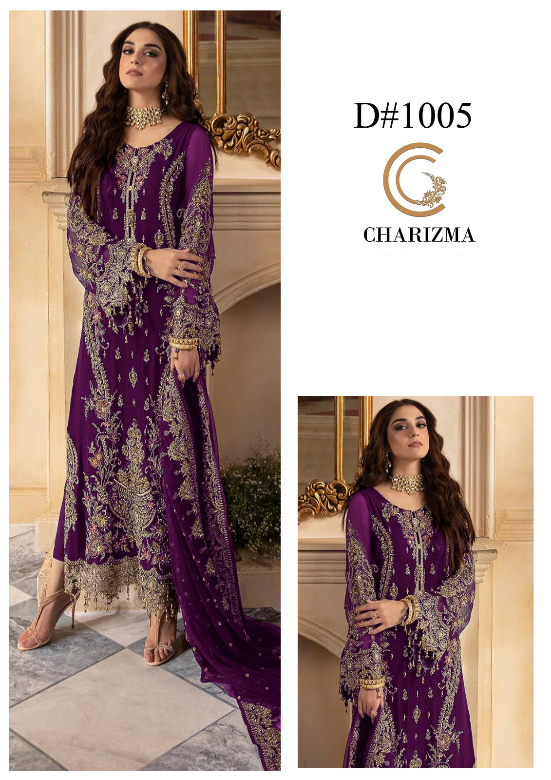 Charizma Inspired Luxury 3 Piece Heavy Embroidered Chiffon Suit | Wedding & Party Wear Unstitched Dress for Women