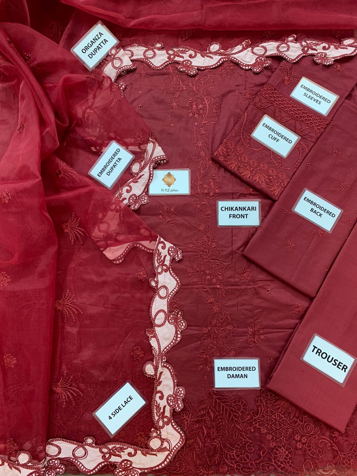 Qalamkar Inspired Premium Chikankari Cotton Suit | 3 Piece Embroidered Lawn Dress with Organza Dupatta
