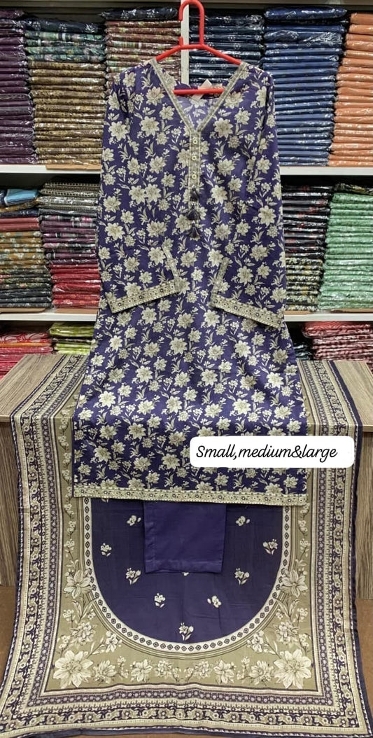 Bin Saeed Original Stitched Printed Lawn 3 Piece Suit | Embroidered Lacework 2026