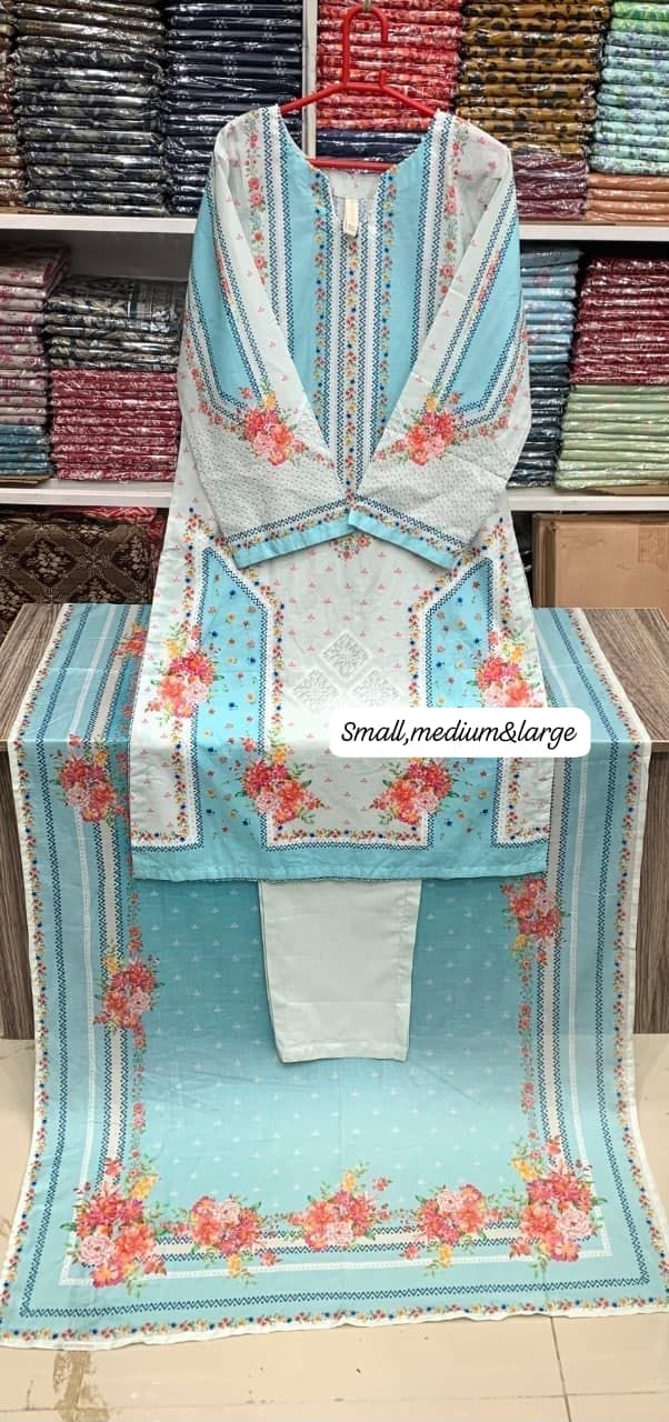 Bin Saeed Original Stitched Printed Lawn 3 Piece Suit | Embroidered Lacework 2026
