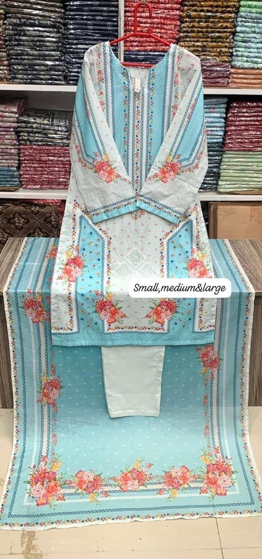 Bin Saeed Original Stitched Printed Lawn 3 Piece Suit | Embroidered Lacework 2026