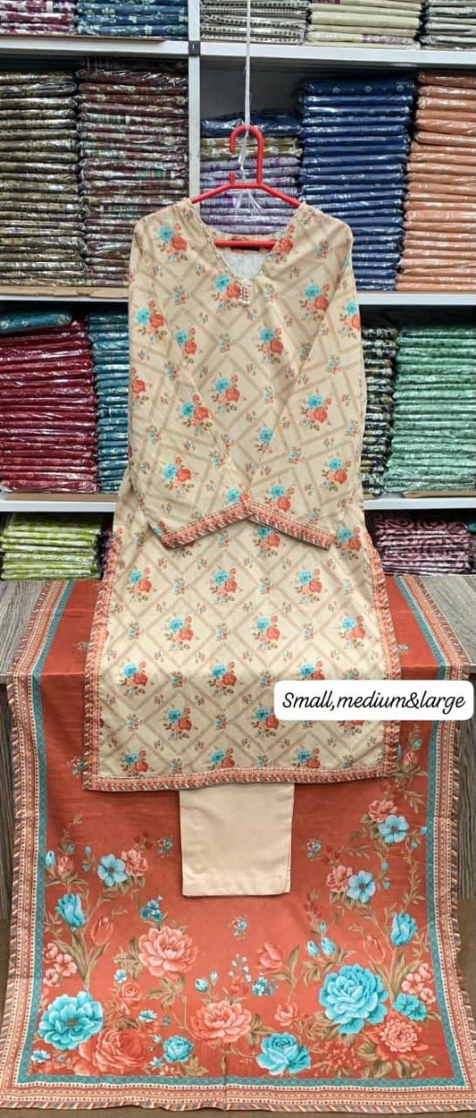Bin Saeed Original Stitched Printed Lawn 3 Piece Suit | Embroidered Lacework 2026