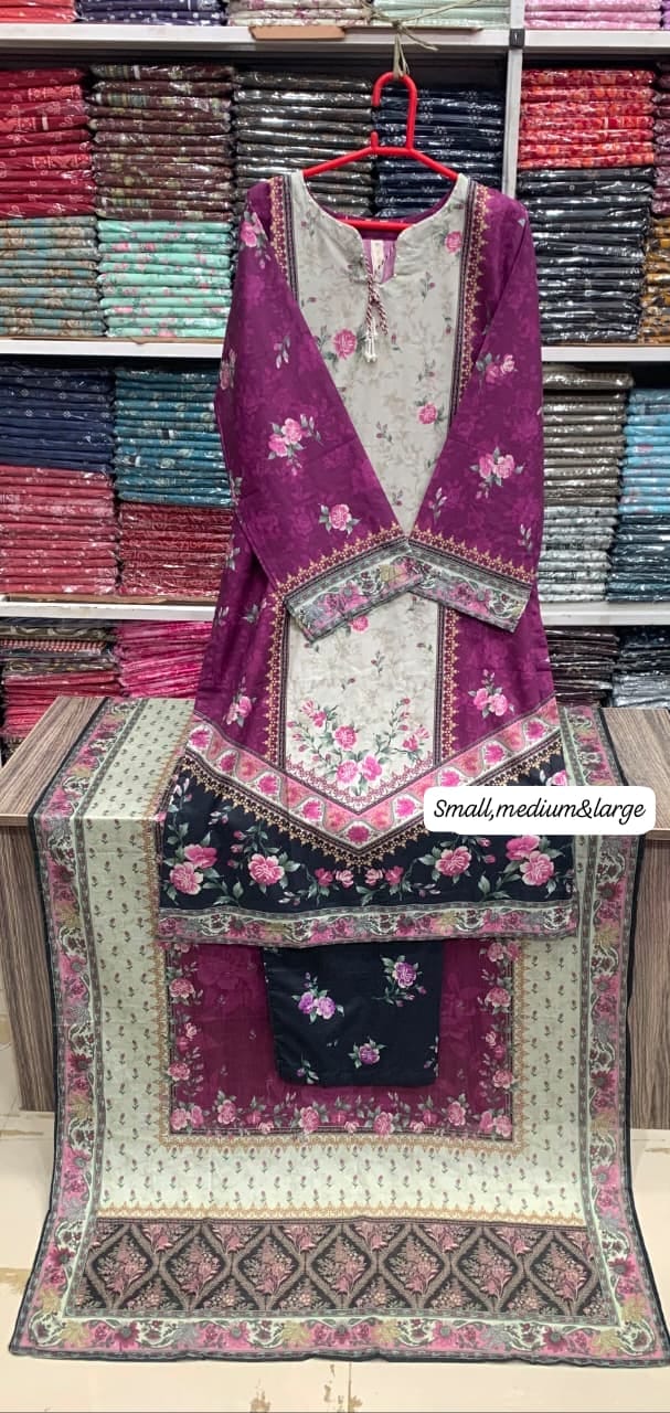 Bin Saeed Original Stitched Printed Lawn 3 Piece Suit | Embroidered Lacework 2026