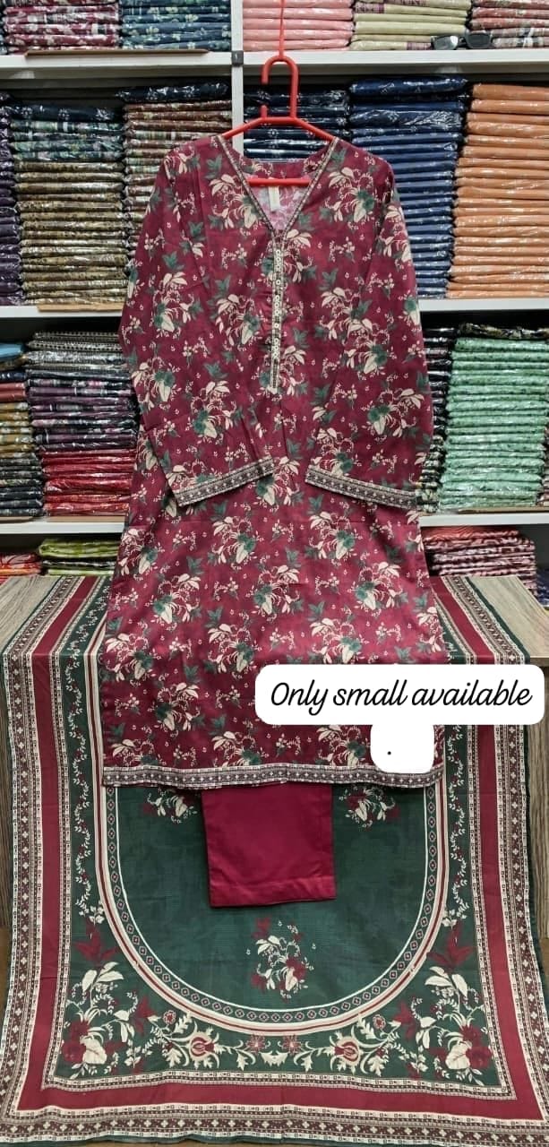 Bin Saeed Original Stitched Printed Lawn 3 Piece Suit | Embroidered Lacework 2026