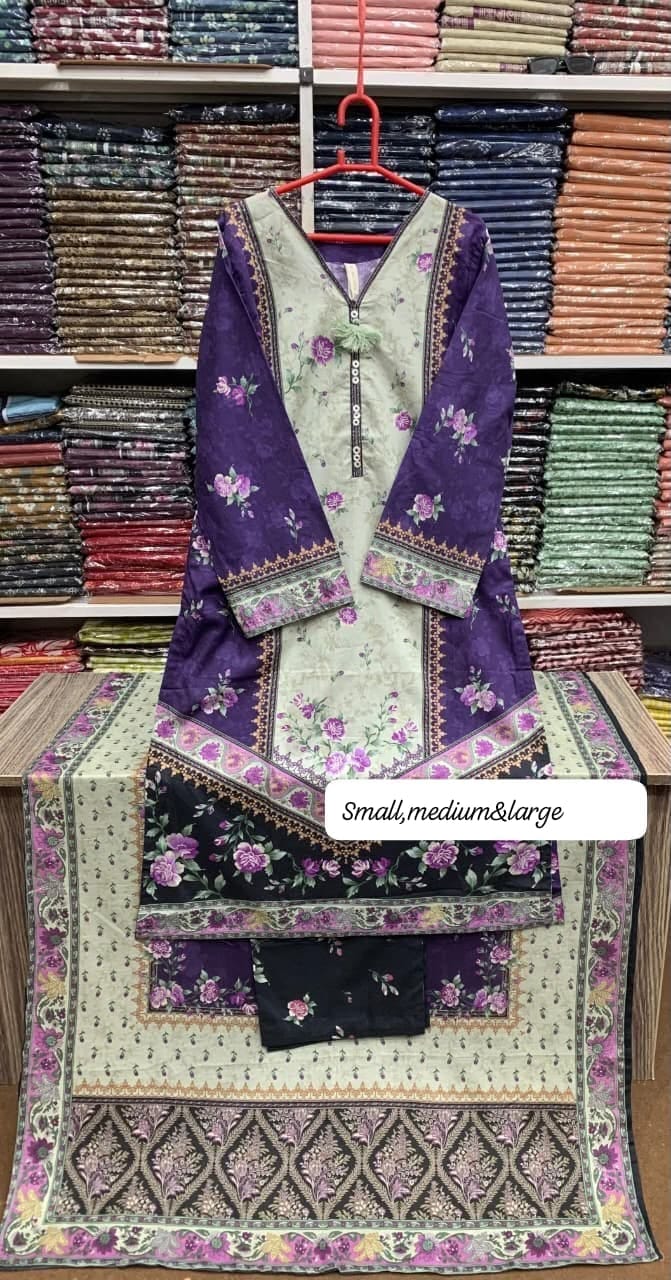 Bin Saeed Original Stitched Printed Lawn 3 Piece Suit | Embroidered Lacework 2026