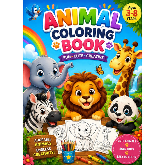 Animal Coloring Book for Kids Ages 3–8: Fun, Cute & Easy Coloring Pages