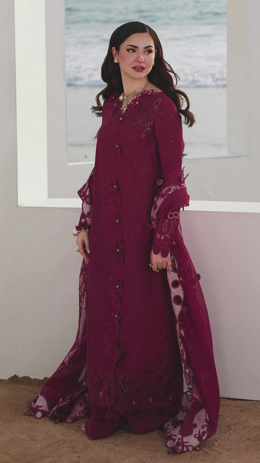 Qalamkar Inspired Premium Chikankari Cotton Suit | 3 Piece Embroidered Lawn Dress with Organza Dupatta